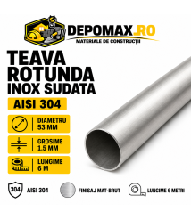 Teava rotunda inox sudata AISI 304, 53 x 1.5 mm, 6 metri